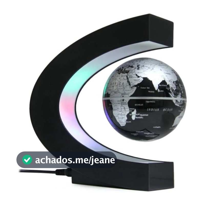 Globo Terrestre Preto Flutuante LED, Mapa Mundi Gravitacional Decoração Magnético Presente Enfeite Escritório Mesa