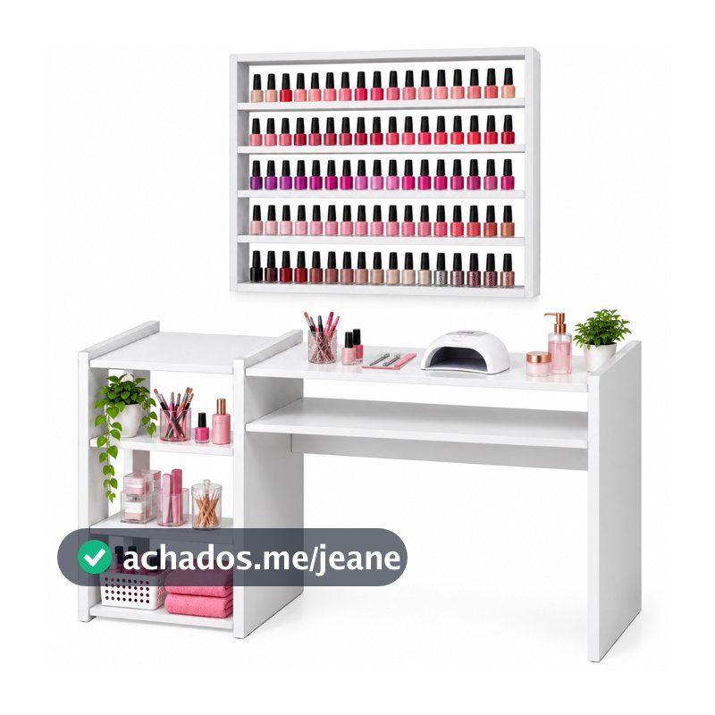 Kit Manicure Profissional Mesa + Porta Esmaltes Nails Designer Salão