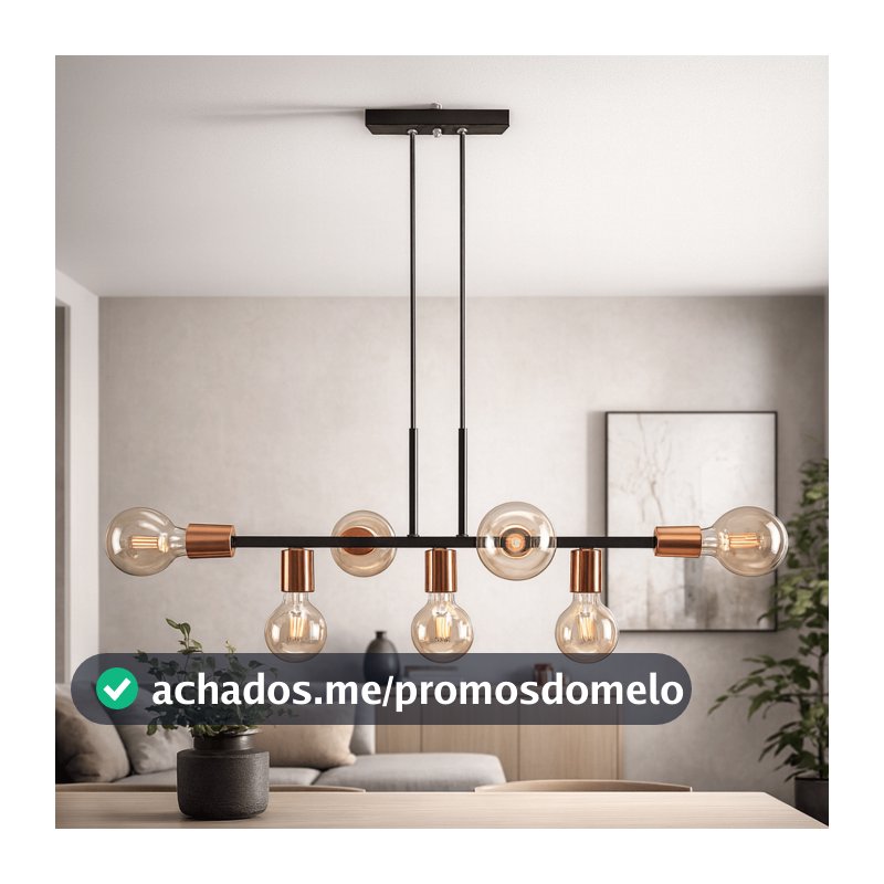 Lustre Pendente Industrial 7 Lâmpadas 68cm Moderno Decorativo Bivolt