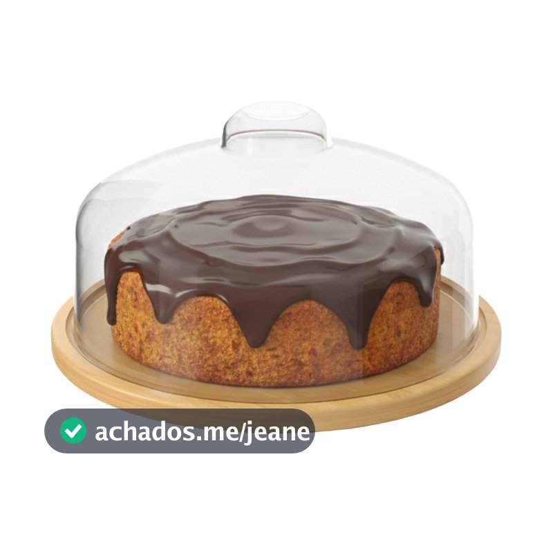 Boleira Prato com Cúpula Brisa Bambu 26,5 cm Coza