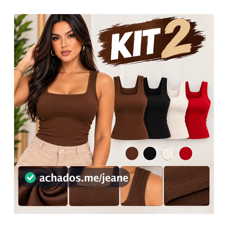 Regata kit Básica Ribana Canelada Algodão Elastano Premium Blusinha Feminina