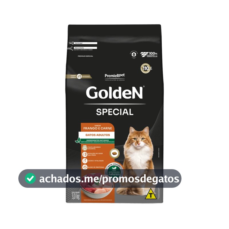 Ração Special para Gatos Adultos Sabor Frango e Carne 3kg Golden