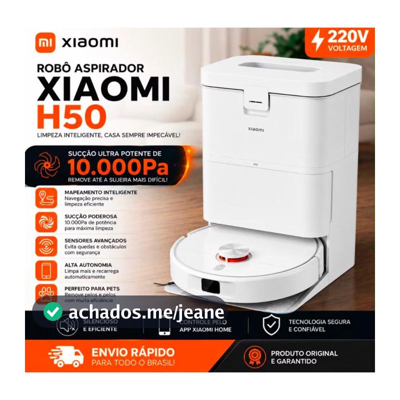 Robô aspirador Xiaomi Vacuum H50 220v Lavagem automática Estação + sucção potente 10.000Pa