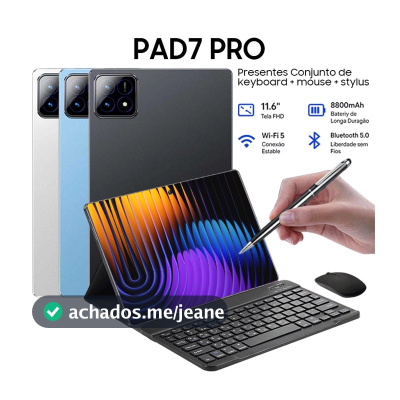 「Presente Teclado+Mouse」Tablet Pc PAD 7 Pro 16GB+512GB Dual SIM+WiFi Android 15 Para estudante trab Tablet X Pad 20 5G