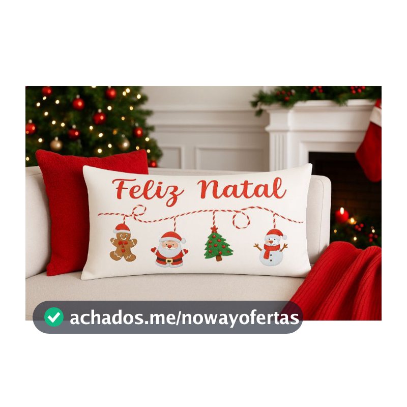 CAPA DE ALMOFADA BAGUETE 30X50 FELIZ NATAL TECIDO SUEDE  PAPAI NOEL