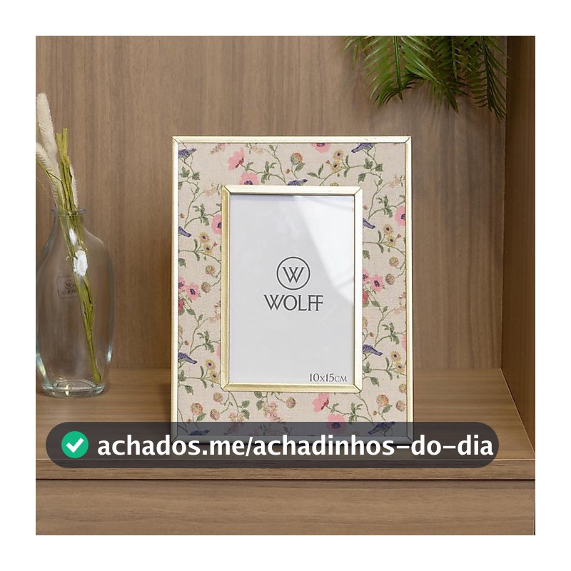 Porta Retrato Blossom Garden 10x15cm Metal Dourado Wolff para Foto Decoração Mesa Aparador Quarto Sala Presente Elegante