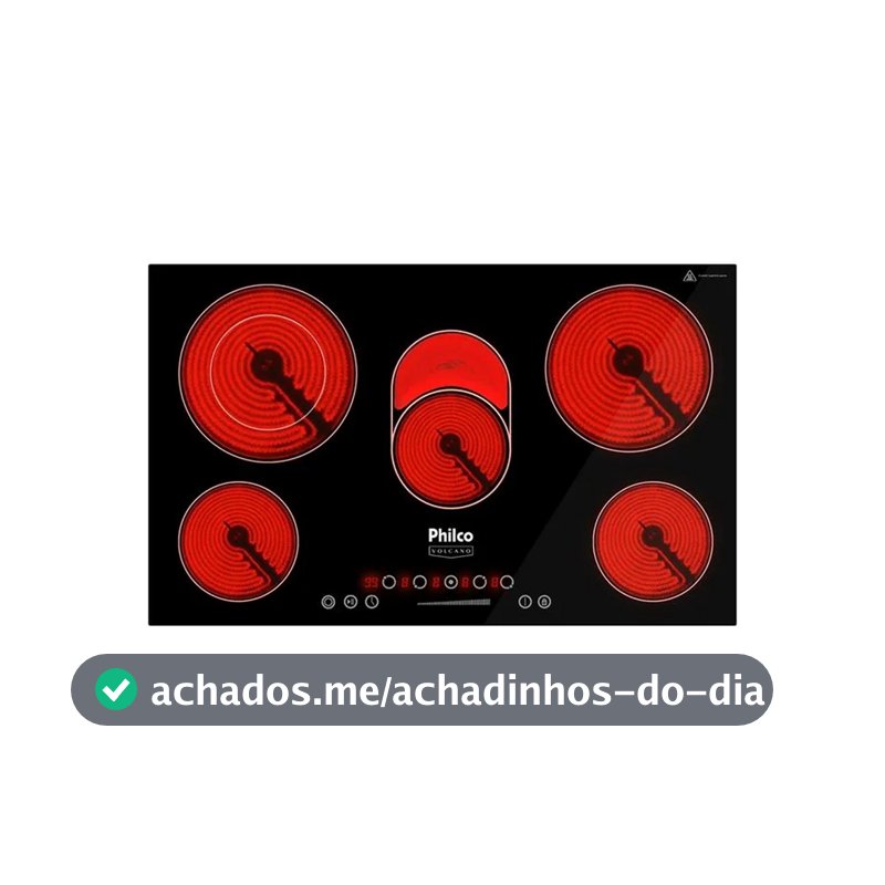 Cooktop Elétrico Philco 5 Bocas Vitrocerâmico Volcano