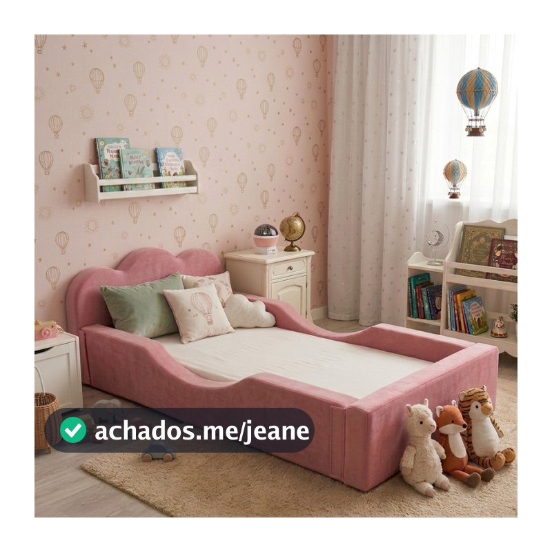 Mini Cama Montessoriana Pompom Em Espuma D26 Desmontavel Colchão Para Menino e Menina Cores Bege Rosa Azul - AV