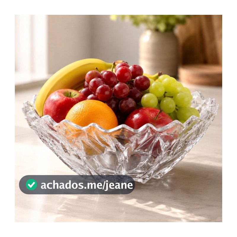Fruteira Vidro Diamond Centro De Mesa Saladeira Vidro Grosso Tigela Mesa Cozinha Festas Bolos 22Cm