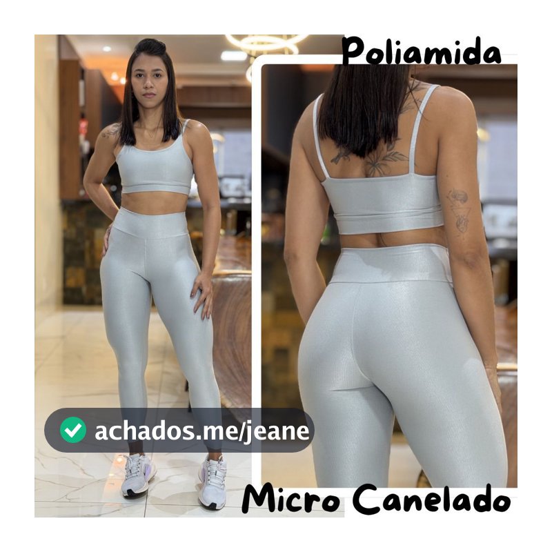 Conjunto de Academia Feminino Micro Canelado Poliamida Glow Fit Zero Transparência