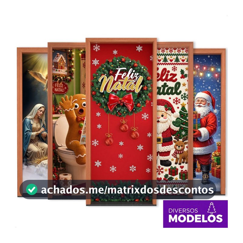 Capa de Porta Natal Guirlanda Em Tecido Decoração Natalina para Casa Sublimado 0,80x2,1m C/ Elástico