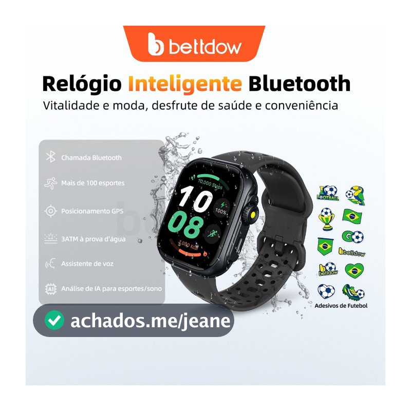 BETDOW GPS Smartwatch Com Alexa Integrada , Resistência À Água De 3 ATM E Rastreamento Esportivo (Adequado Para Natação)