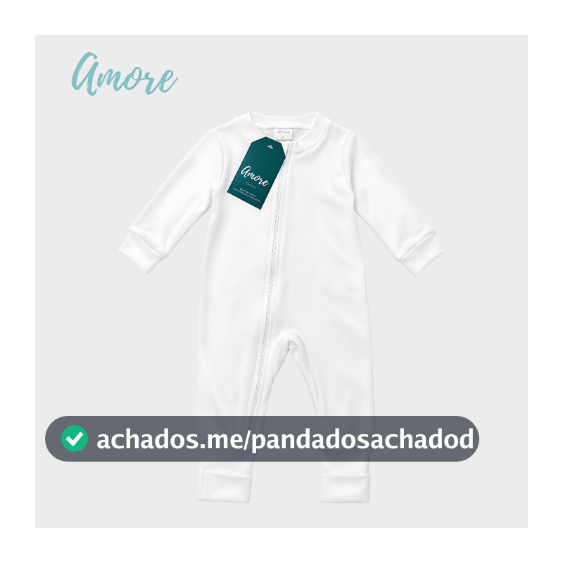 Macacão de Bebê Vira Pé Amore Bege 100% Algodão