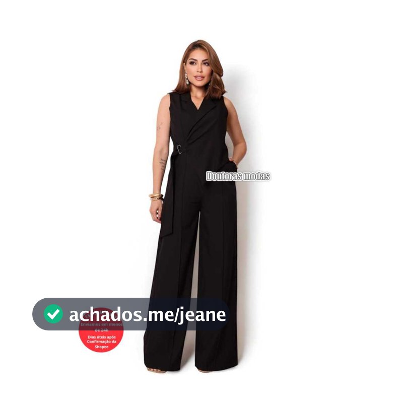 Doutoras Modas-  Macacão Feminino Plus Size Modelo Assimétrico com Detalhe na Cintura 88000