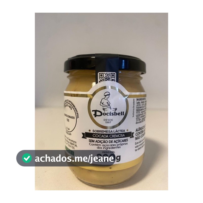 DOCISBELL, Cocada Cremosa Docisbell 220g: Sem Adição de Açúcar, Coco Selecionado e Textura Aveludada