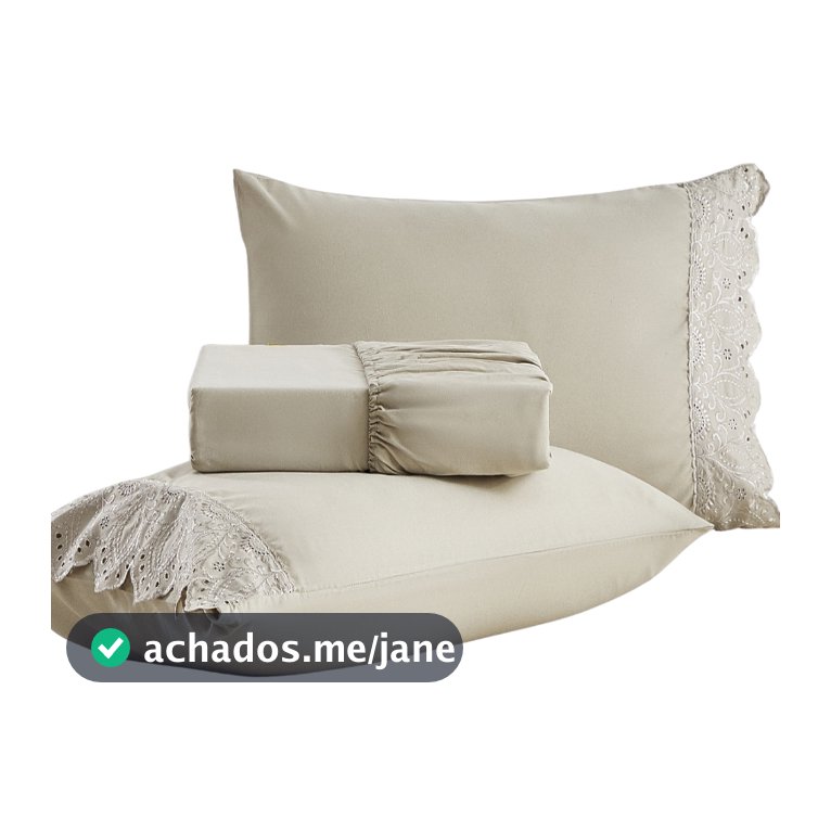 Jogo de Lençol Veneza Percal 300 fios Lese Bordado Inglês Micropercal King Queen Casal Solteiro