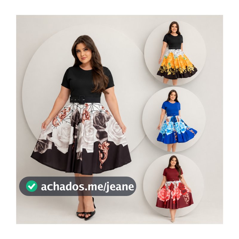 Vestido Midi  Estampado - Com Cinto - Moda Cristã Evangélica - LOJA VIA BRÁS