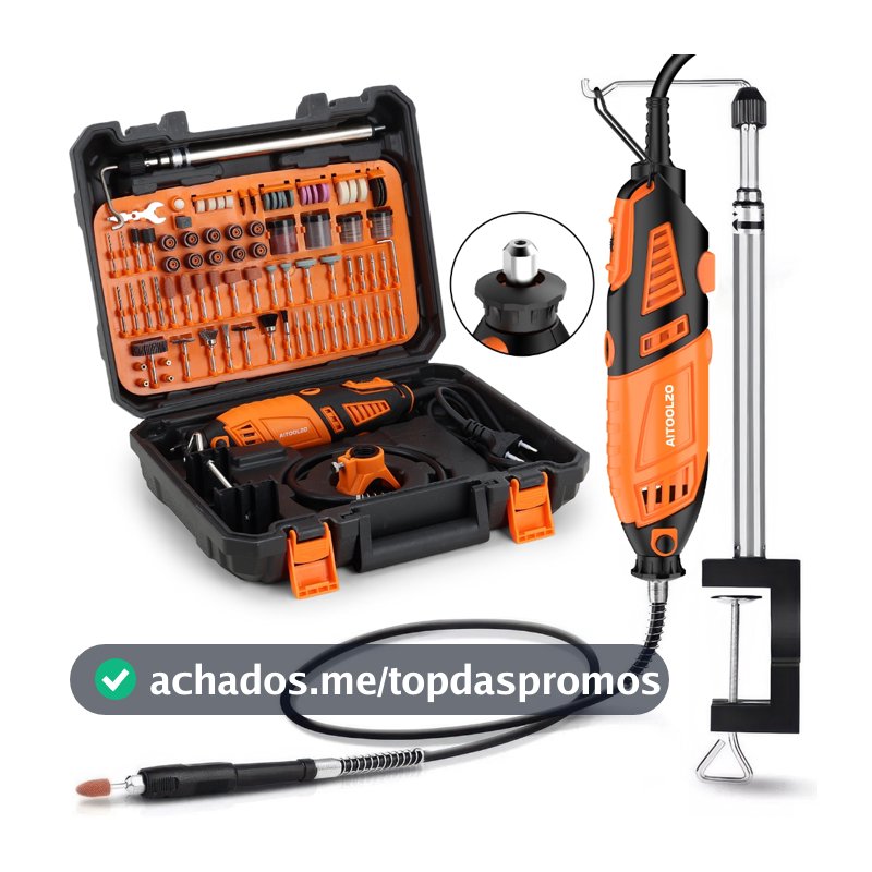 Micro Retifica Elétrica AITOOLZO 600W 202 Peças Com Suporte