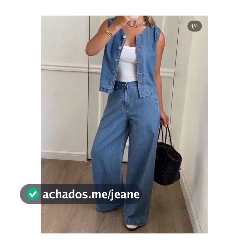 feminina conjunto colete com calça jeans8480