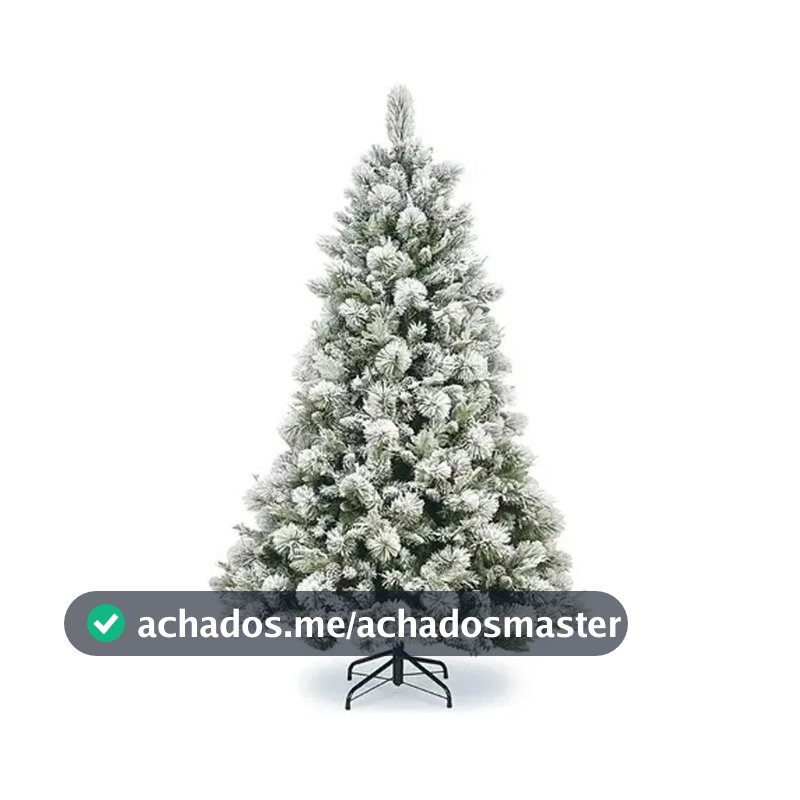 Árvore De Natal Luxo Pinheiro Neve Nevada Com Pinhas 1,80m 694 Galhos