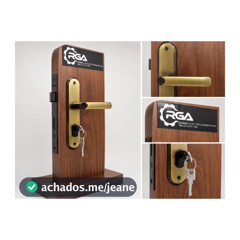 Fechadura De Embutir RGA Para Porta De Madeira Com Maçaneta Bronze Cilindro E Chaves Completa