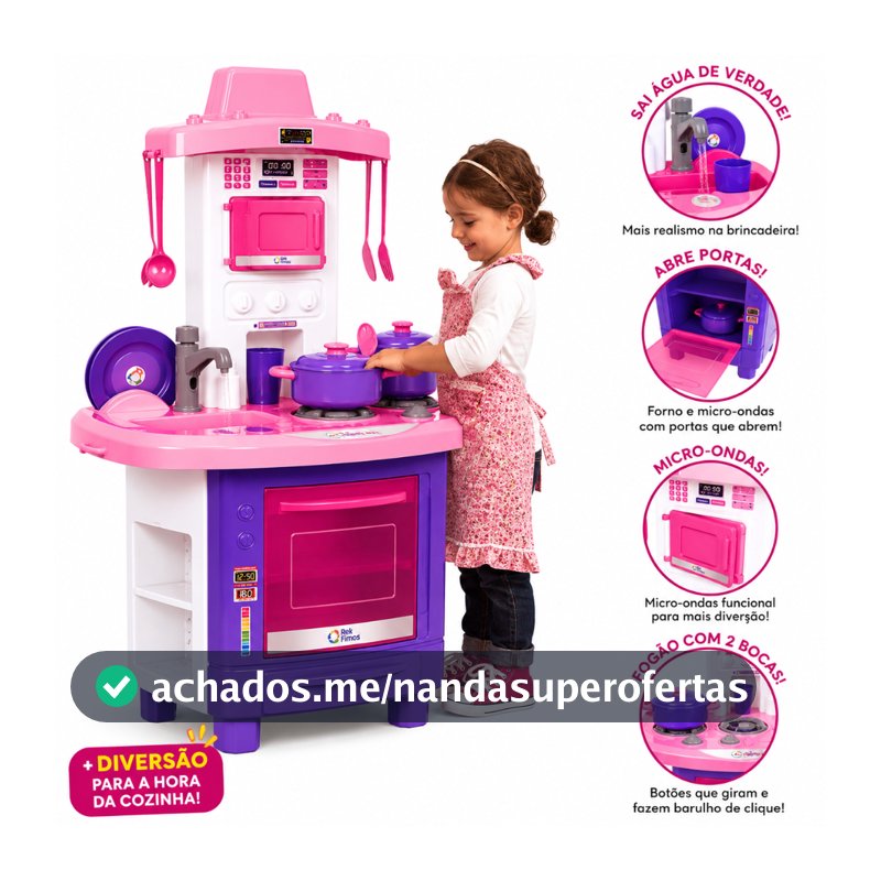 Kit Cozinha Infantil De Brinquedo Completa Sai Água de Verdade Cozinha de Brinquedos para Menina