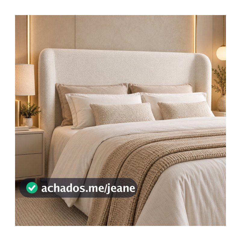 Cabeceira de Cama Box King 1,95m Livia Boucle Creme - Mirra Decor