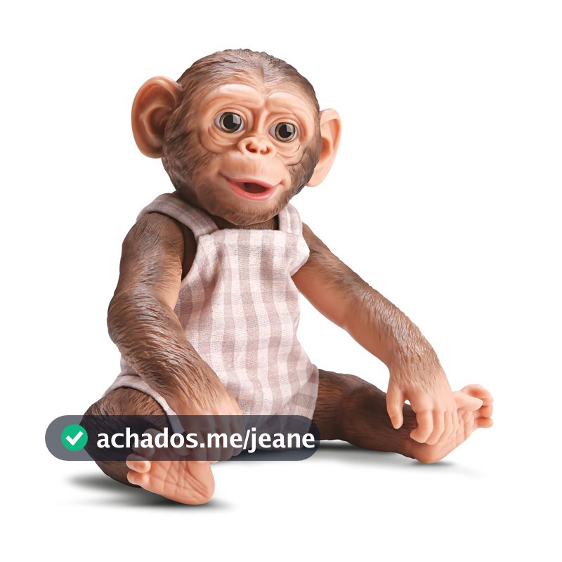 Boneco Macaco Bebê Realista Em Vinil 30 Cm Bamboo Zoo Zonk Olhos Naturais - Bambola
