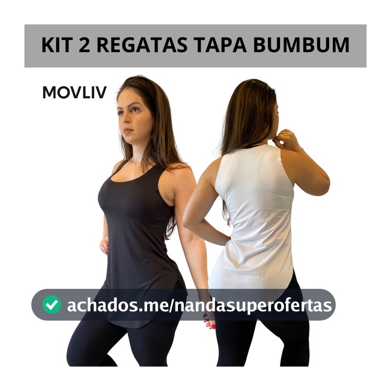 Kit 2 Regata Feminina Fitness Basica Tapa Bumbum Soltinha Academia Crossfit Corrida Malhar Treino