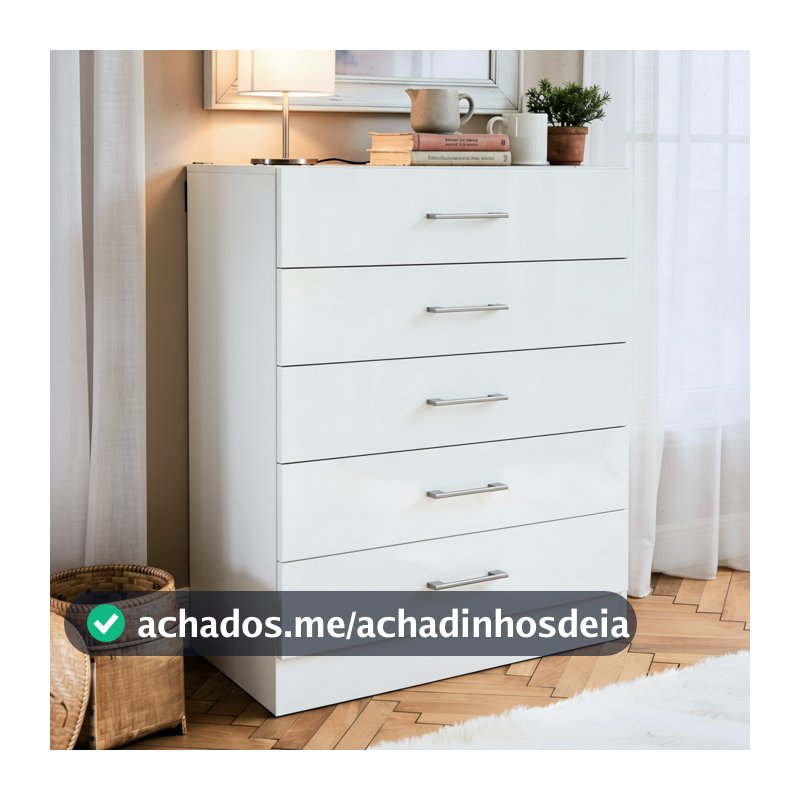 Cômoda 5 Gavetas Organizadora Grande p/ Quarto Móvel Gaveteiro de Roupas Decorativo Blue Moby