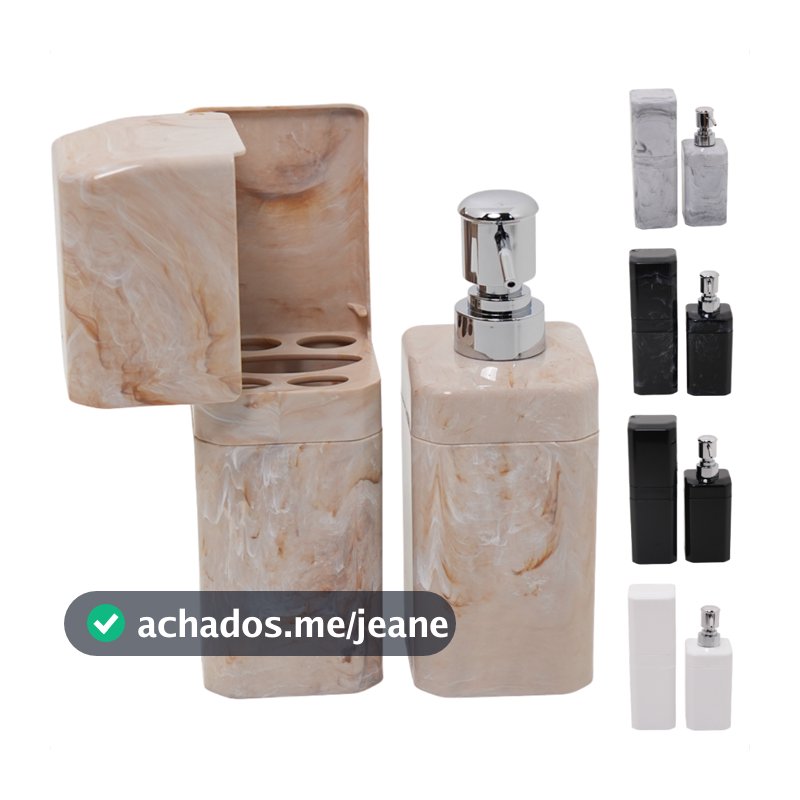 Kit para Banheiro Porta Escova de Dente + Porta Sabonete Líquido ou Shampoo