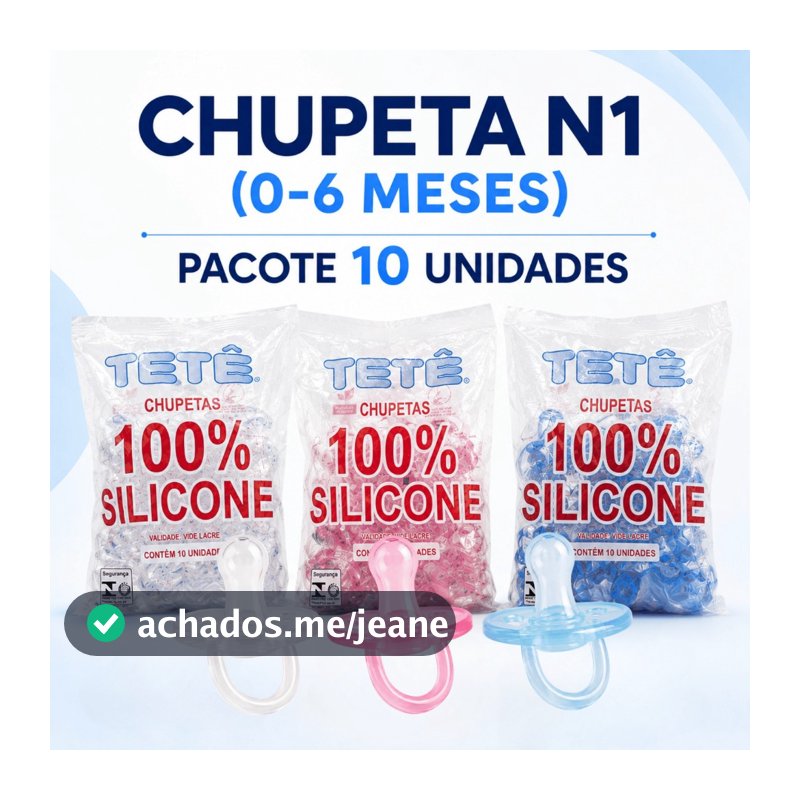 Pacote 10 Chupetas Silicone Tamanho 1 0 a 6 Meses Sem BPA Bico Ortodôntico e Redondo Macia para Bebê Azul Rosa e Cristal