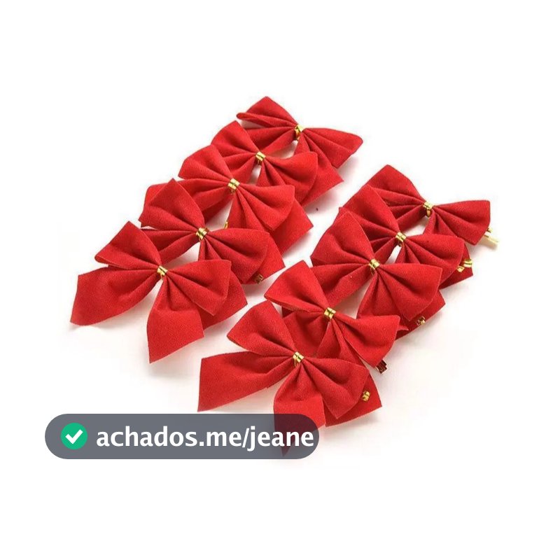 Kit 10 Laço Veludo Pequeno Vermelho Enfeite Árvore Natal