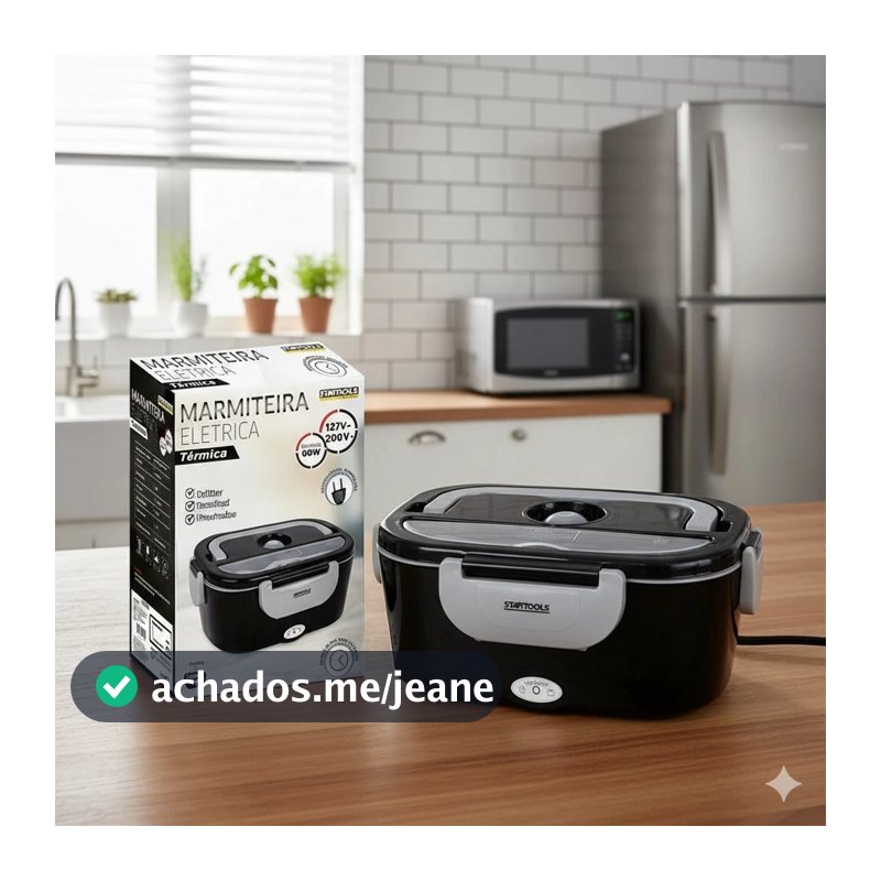 Marmiteira Elétrica Térmica Portátil Bivolt 127V 220V  Aquece Comida Prática - Preta