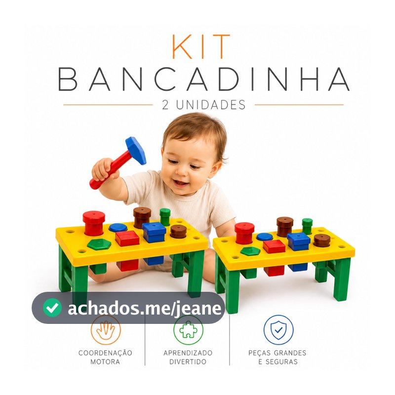 2 Brinquedos Educativo Bancadinha Para Bebê c/ Peças Geométricos
