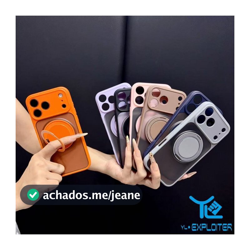 Capa Magnética com Anel Giratório para iPhone 15 15 Pro Max 16 16 Pro 16 Pro Max 17 17 Pro 17 Pro Max (YUC)