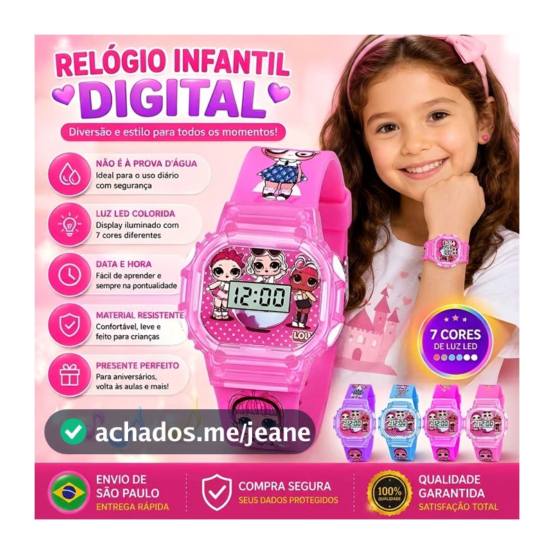 Relógio Musical Infantil Menino Menina Relógio Digital Envio Imediado
