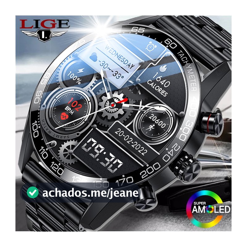 LIGE relógio smartwatch original Chamada à prova d'água GPS Trilha de movimento luxo esportivo relógio inteligente