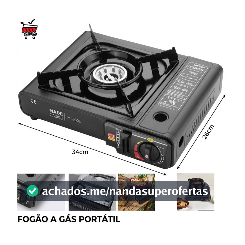 Fogao Portatil para Camping a Gas Lighter Automatico Revestimento Resistente com Maleta MGT-21003