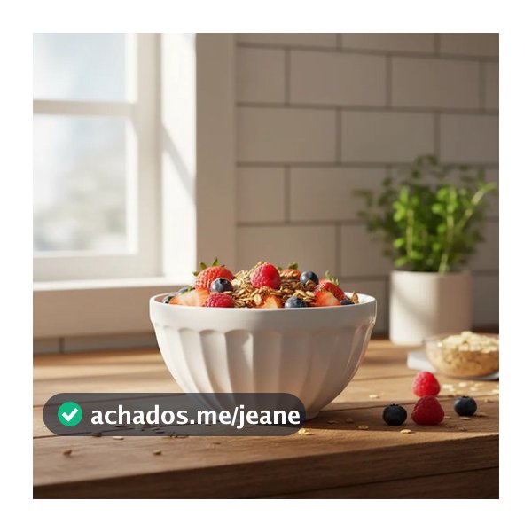 Saladeira Bowl Grande Branco Com Relevo Cerâmica esmaltado