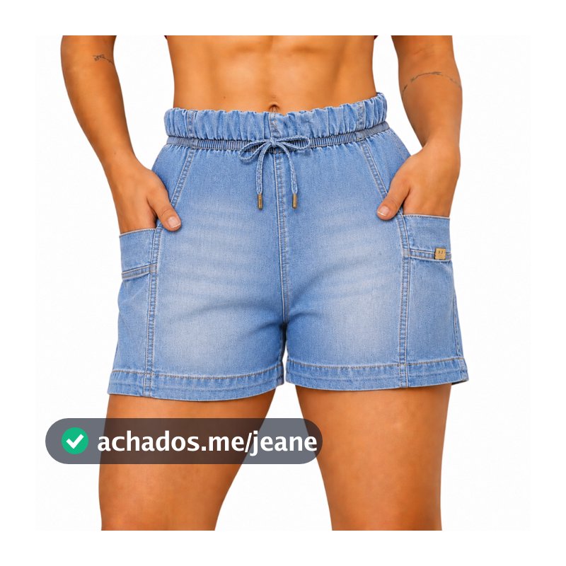 Bermuda jeans feminina soltinha, casual  dia a dia com elástico na cintura, short feminino soltinho.