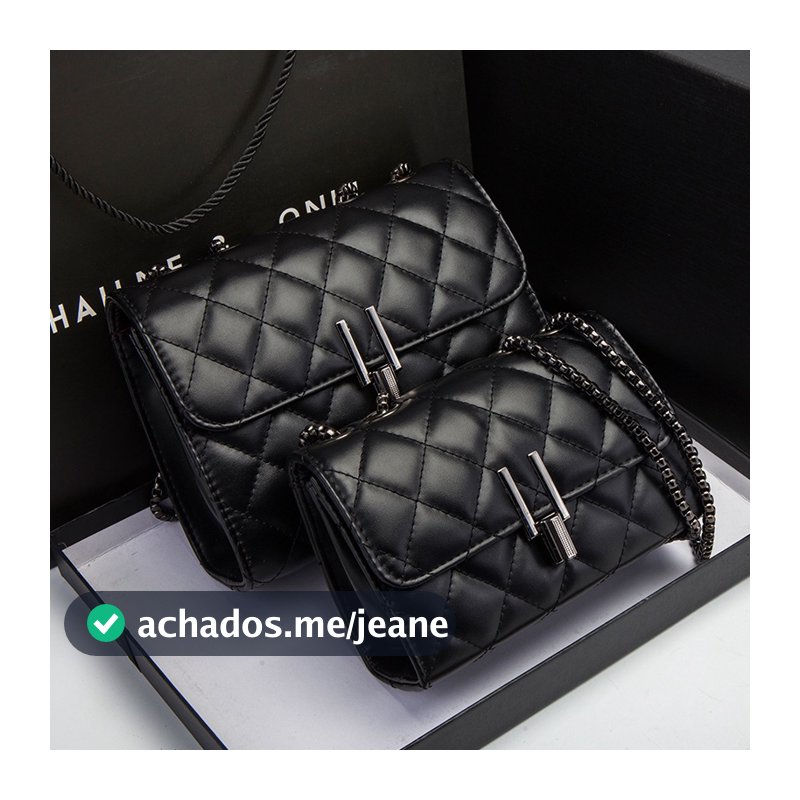 Bolsa feminina de ombro em PU, estilosa com corrente e bordado.Modelo 9031