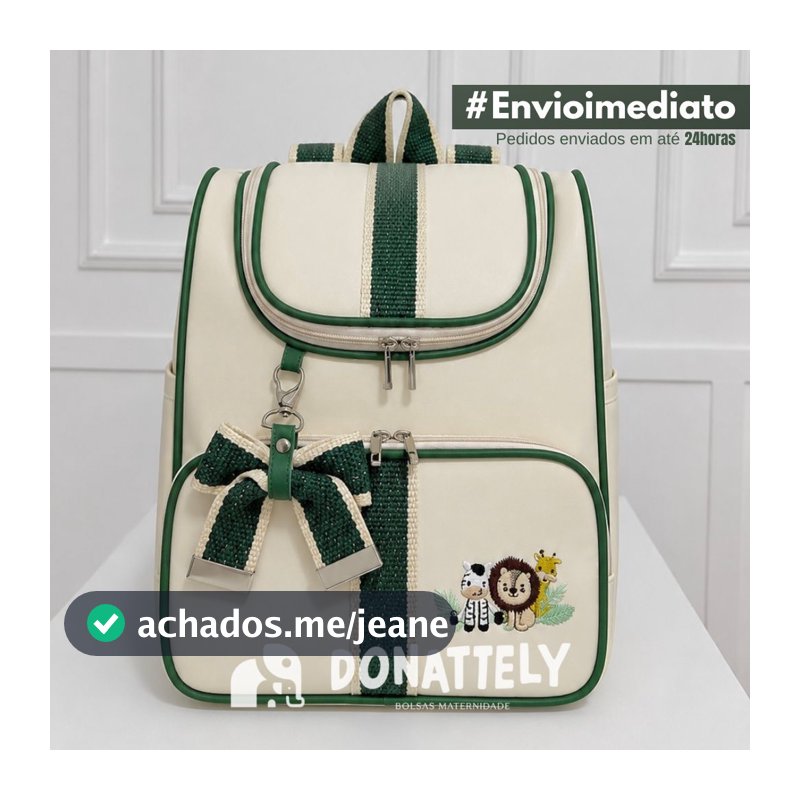Mochila Maternidade Multiuso Bordado l Térmica I Impermeável com Faixa e Laço DONATELLY