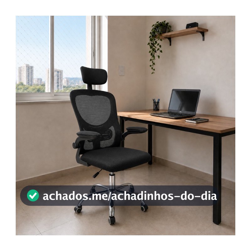 Cadeira de Escritório Diretor Vegas Ergonômica Tela Mesh Respirável Apoio Lombar e Cabeça Ajustável Braços Retráteis