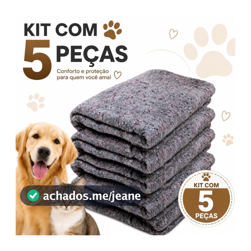 Cobertor para Pet 5 Peças Cachorro Gatos Caes 190 X 0,70 Grosso Resistente