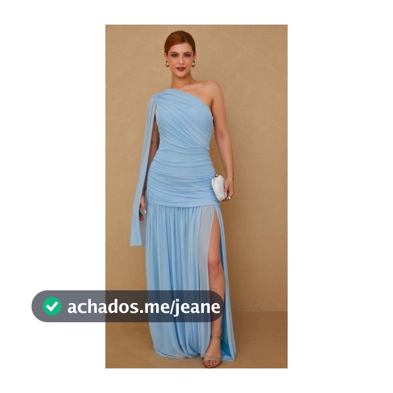 Vestido Longo Drapeado Um Ombro Só com Fenda Fluida (Entrar Em Contato Com O Vendedor Antes De Solicitar)