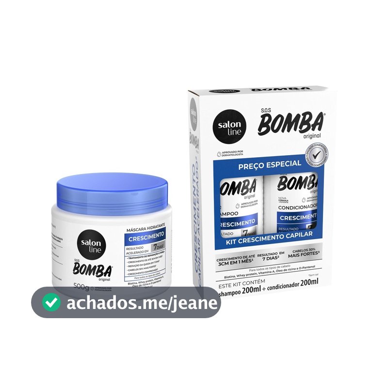 Crescimento Capilar S.O.S Bomba 200ml + Máscara de Hidratação 500g Salon Line