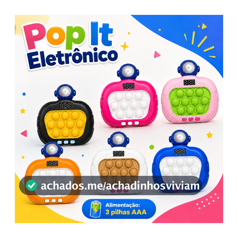 Pop It Eletrônico Infantil Mini Game de Memória com Luz Som e Visor Digital Brinquedo Interativo