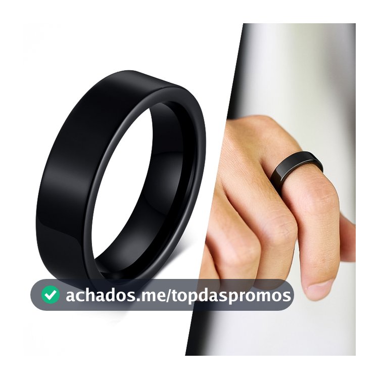 Anel de Aço Inoxidável Preto ou Prata 6mm Reto Liso Masculino Feminino