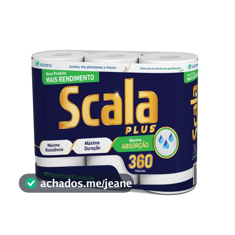 Papel Toalha Scala Mega 3 Rolos (120 Folhas por Rolo)